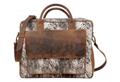 Brand New Genuine Crazy Horse Leather Canvas Men's Briefcase Canvas Laptop Bag